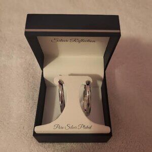 Silver Reflections Pure Silver Plated Hoop Earrings